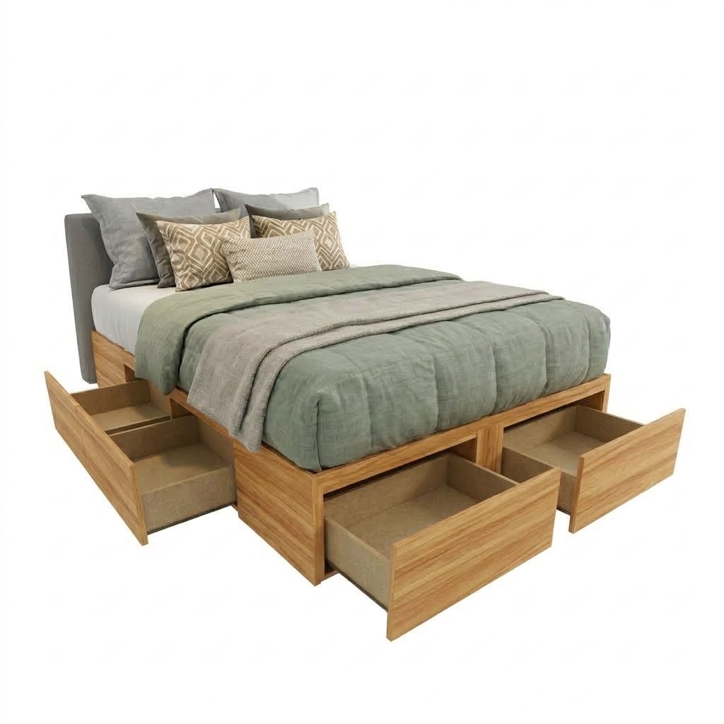 Box 6 Cajones Base Sommier Cajonera Cama 150x190 Color Paraiso